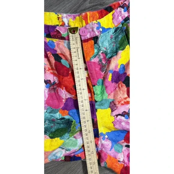 Gorman Bright Colorful 100% Linen Pants Wide Leg Crop Women's 12 - Picture 11 of 14